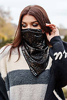 Шейный платок-маска двухсторонняя, на резинках разные расцветки Абстрактный принт, Черный