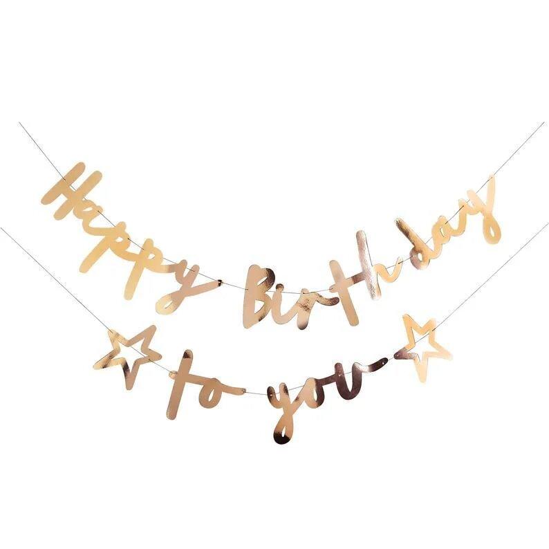Гірлянда happy birthday to you золото 1875