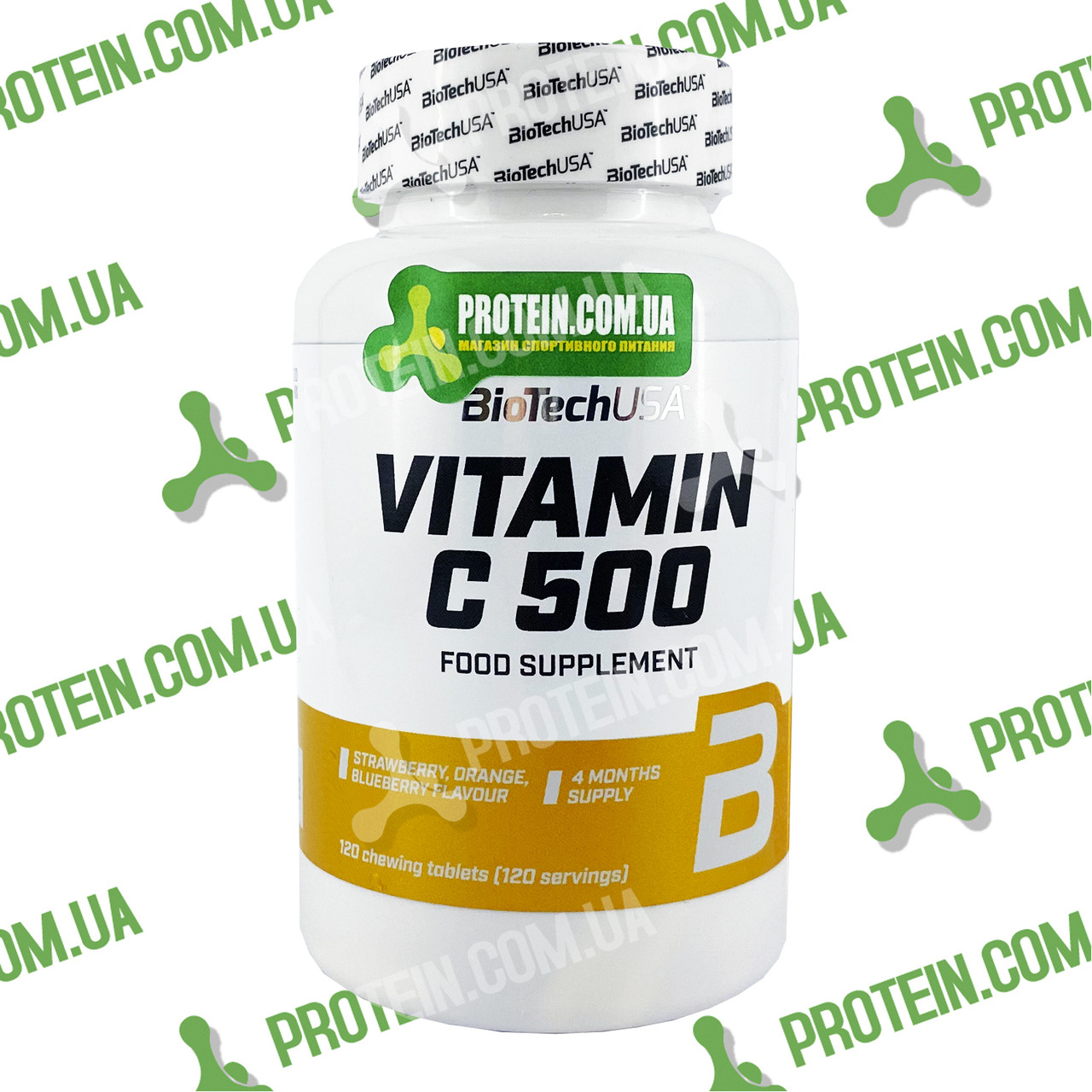 Вітамін C BioTech USA Vitamin C 500 мг 120 жувальних таблеток Полуниця, Апельсин, Чорниця