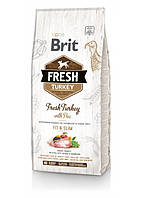 Сухой корм для взрослых собак 2,5 кг Brit Fresh Turkey / Pea Light Fit & Slim Adult / индейка