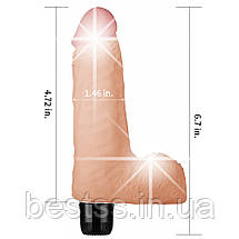 Реалістичний вібратор Real Feel Vibrator 14 Flesh 7", фото 2