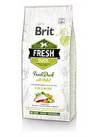 Сухой корм для взрослых активных собак всех пород 2,5 кг / Brit Fresh Duck with Millet Adult Run & Work / утка