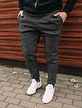 Чоловічі зимові спортивні штани фліс чорні з начосом Туреччина. Живе фото (спортивний теплі штани), фото 2
