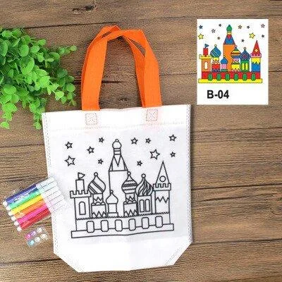 Дитяча еко сумка розмальовка з маркерами для розфарбування, Замок, фото 1