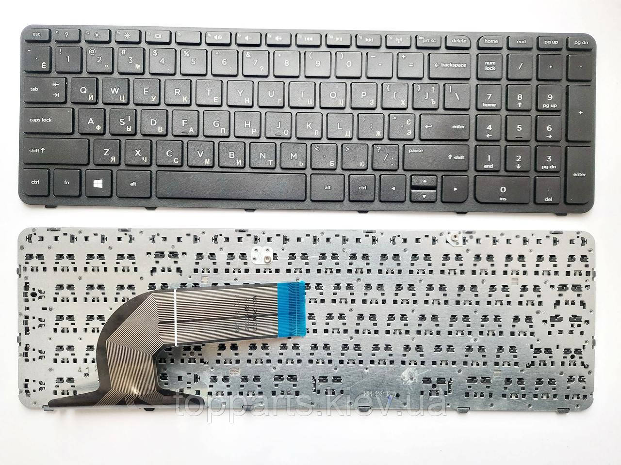 Клавіатура для ноутбуків HP 350 G1, 350 G2, 355 G2 чорна з чорною рамкою RU/US