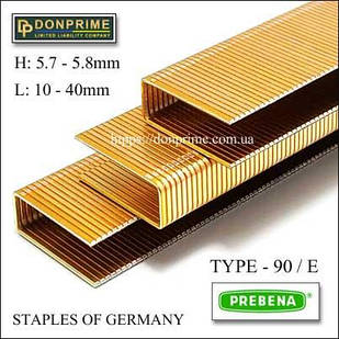 Скоба для степлера Тип Е-10 ширина 5,7 мм PREBENA  ⁇  Довжина ніжки — 10 мм, S = 1,25x1,0 мм