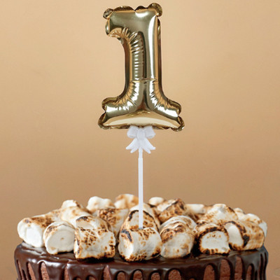 Топер у торт цифра самонадувна золото "1", 14 см