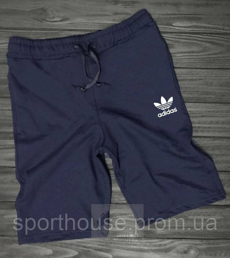 Чоловічі трикотажні шорти Адідас, шорти Adidas Л розмір, сині шорти