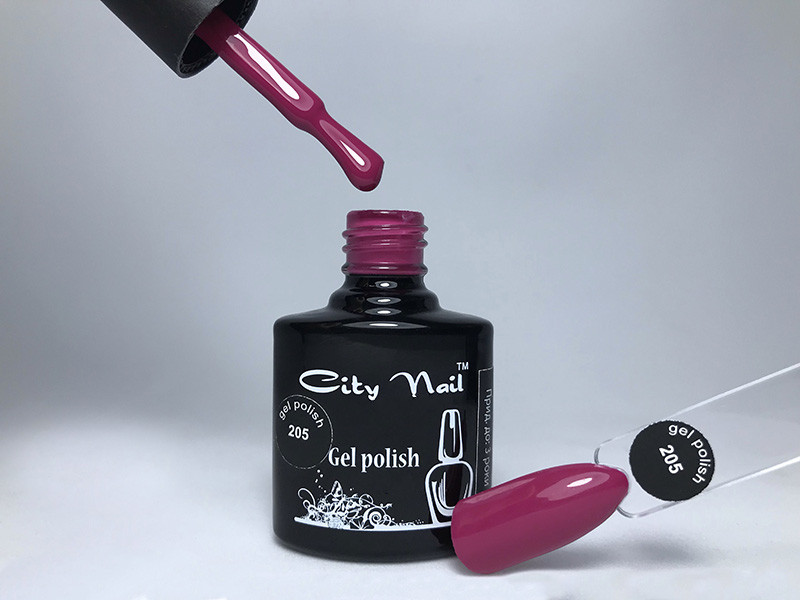Світло Бордовий гель-лак CityNail 205 - Ягідні гель лаки - Гель лак малиновий рожевий, фото 1