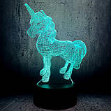 3D-світильник з пультом і акумулятором 3D Lamp Єдиноріг (LP-17832), фото 3