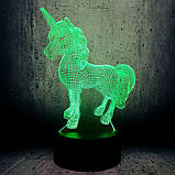 3D-світильник з пультом і акумулятором 3D Lamp Єдиноріг (LP-17832), фото 5