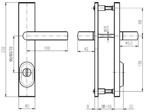 Защитная фурнитура ROSTEX R1/R4 85 мм хром полированный (Чехия) - фото 2 - id-p860668230