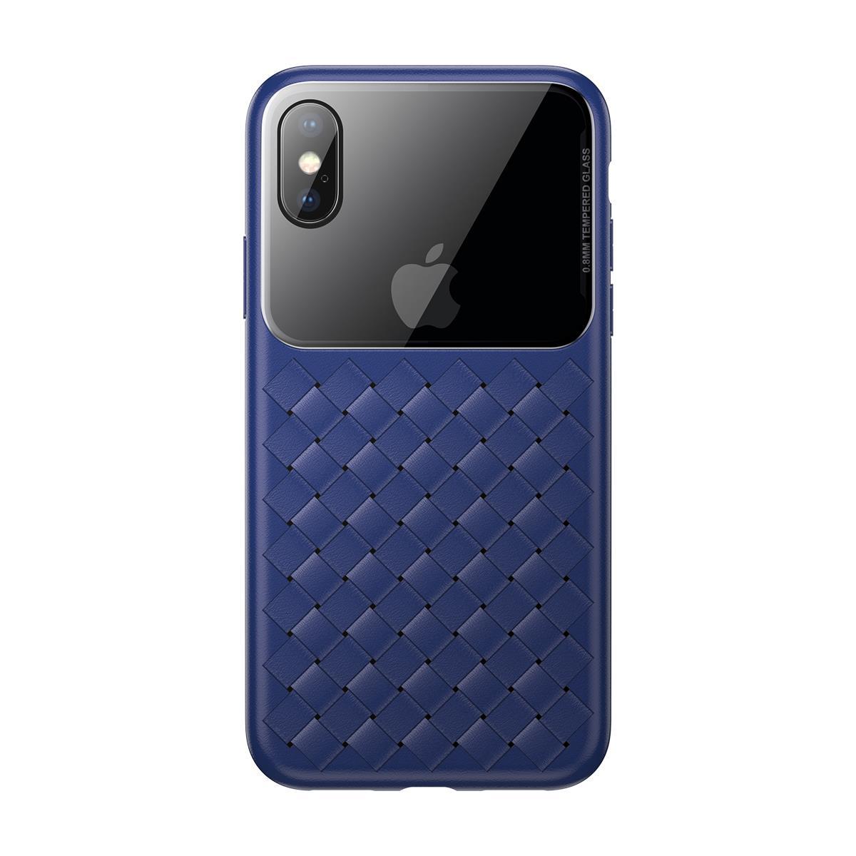 Apple iPhone XS Чохол-накладка Baseus Glass & Weaving Blue