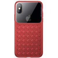 Apple iPhone XS Чохол-накладка Baseus Glass & Weaving Red