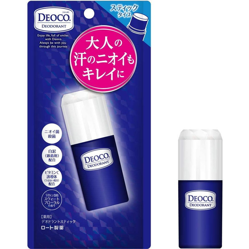 ROHTO DEOCO Натуральний кульковий дезодорант з каоліном, лактоном, дезинфікуючим компонентом, 30 г