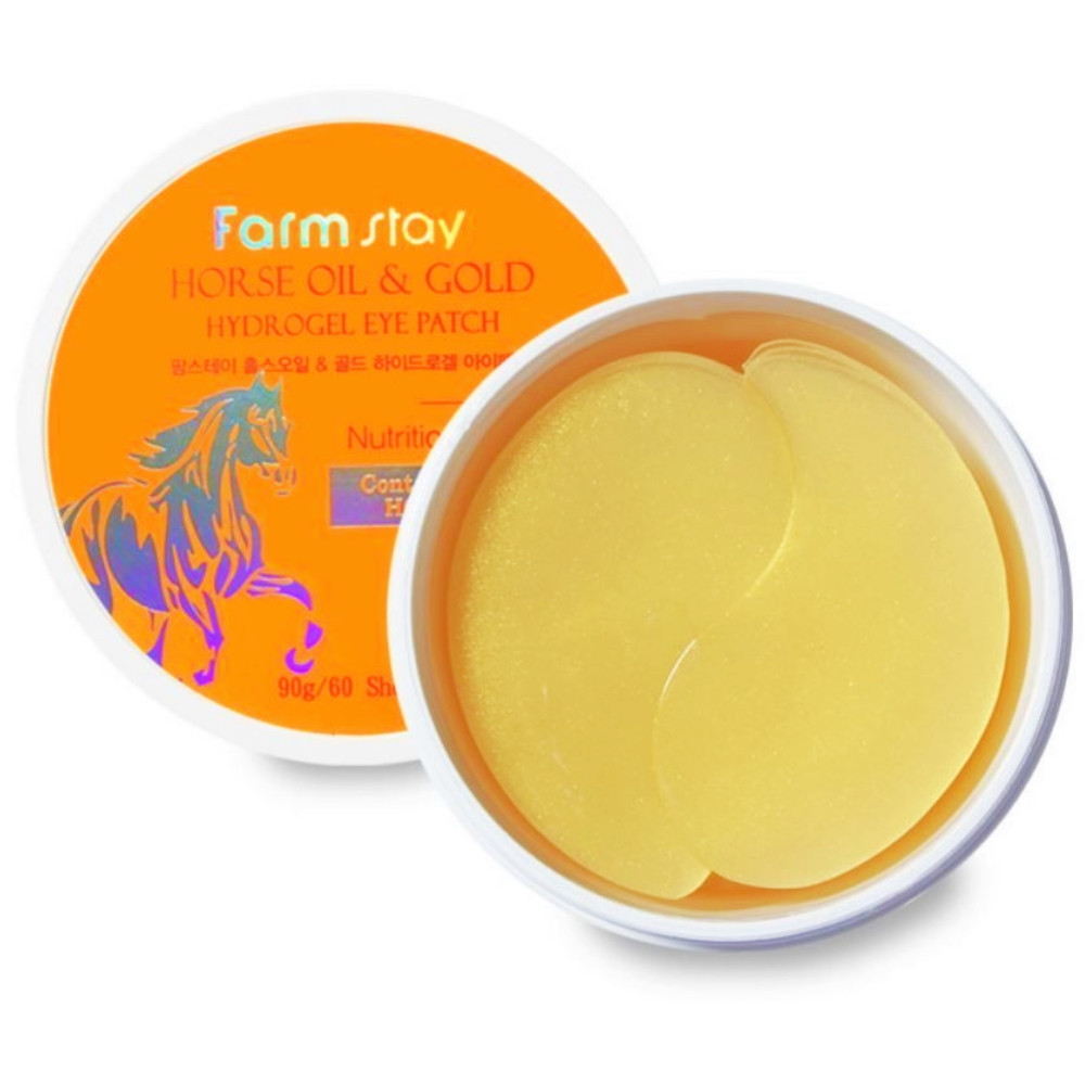 Гідрогелеві патчі з кінським жиром і золотом Farmstay Horse Oil and Gold Hydrogel Eye Patch 60 шт, фото 1