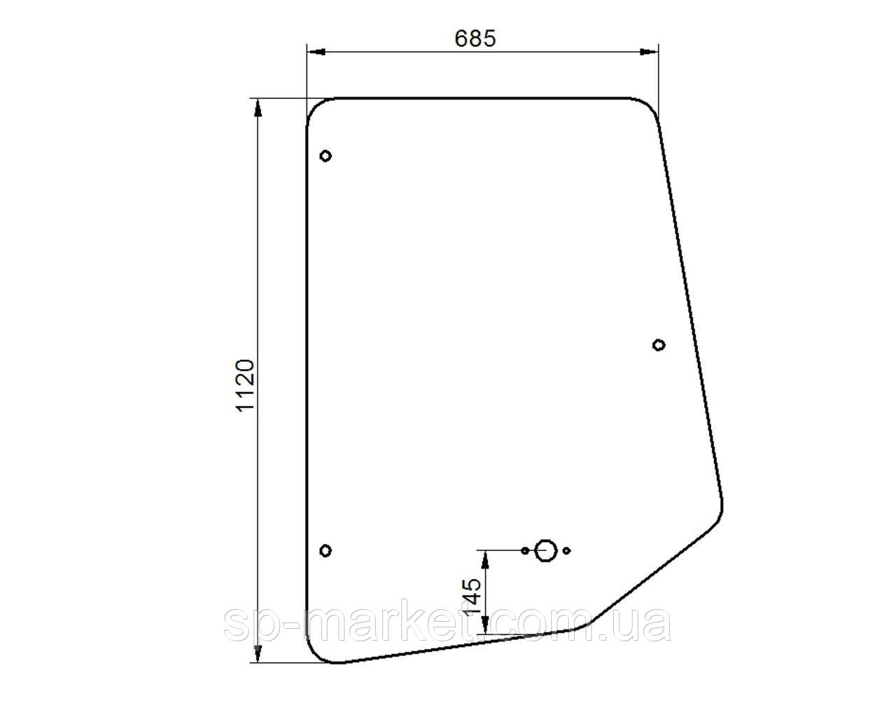 Скло дверей верхнє праве CAT 8Y7291 Загартоване скло верх дверей ліва/права сторона CAT 428C, 438C, фото 1