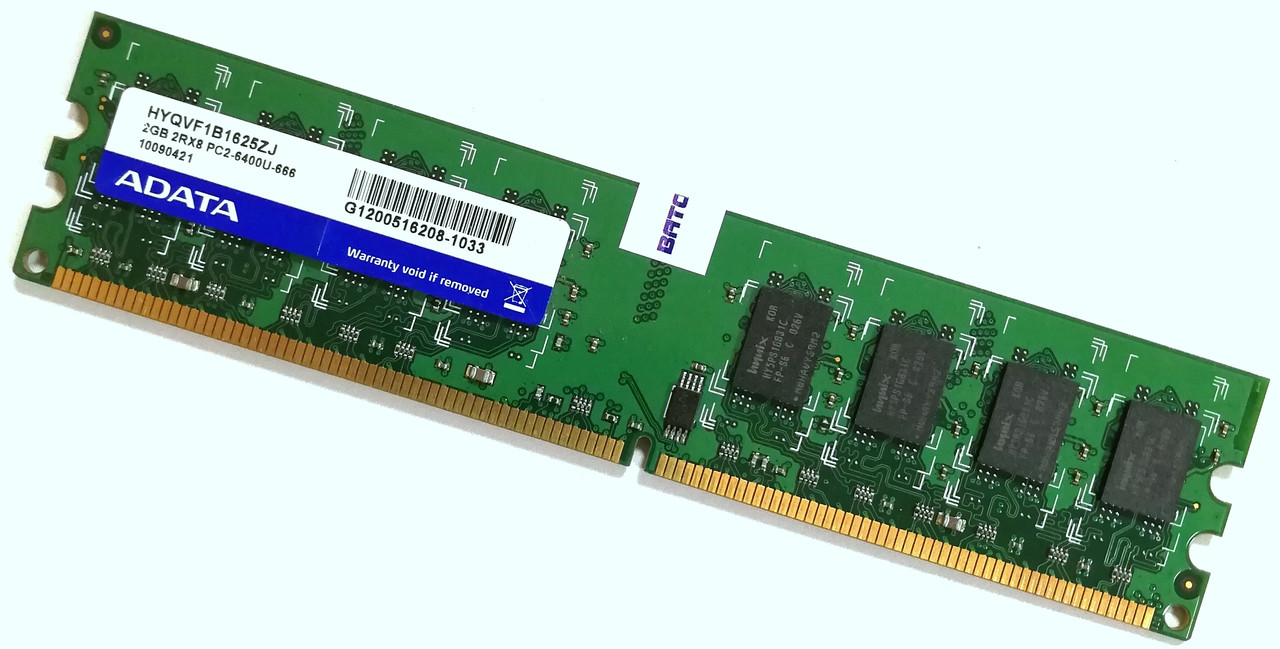 Оперативна пам'ять Adata DDR2 2Gb 800MHz PC2 6400U 2R8 CL6 (HYQVF1B1625ZJ) Б/У