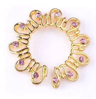 Щит украшение для сосков, клипса круглые 1 пара (2 шт) золото с розовыми кристаллами