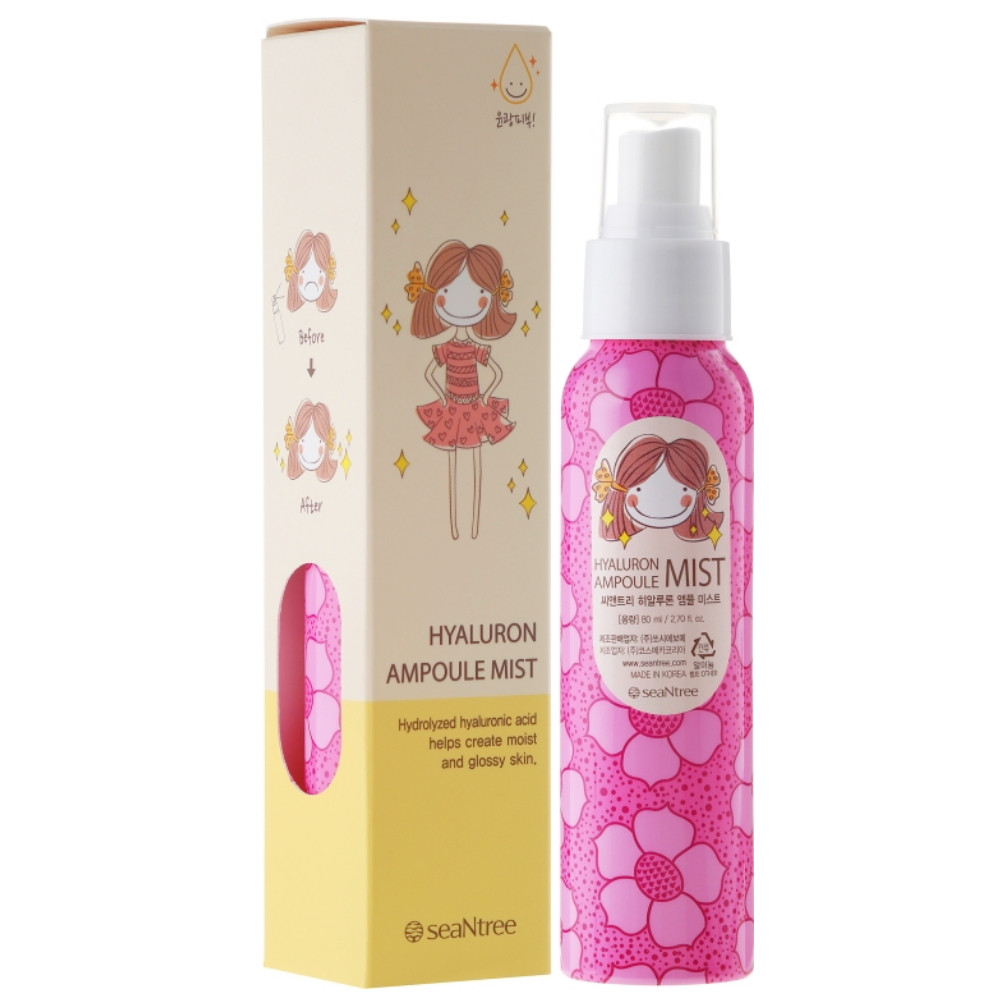 Зволожуючий гіалуроновий міст для обличчя SeaNtree Hyaluron Ampoule Mist 80 мл (8809476692403), фото 1