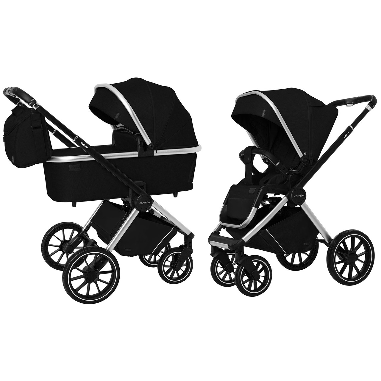 Коляска прогулочная CARRELLO Optima CRL-6503 (2in1) Leather Black ( чорна) в льоні