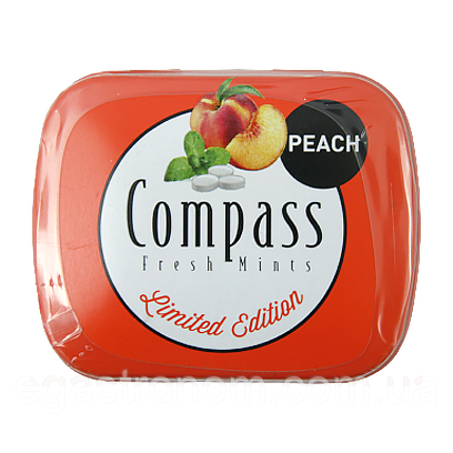 Льодяники персик Компас Compass peach 14g 12шт/уп 10уп/ящ (Код: 00-00005456)