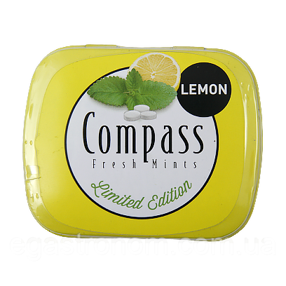 Льодяники лимон Компас Compass lemon 14g 12шт/уп 10уп/ящ (Код: 00-00005462)