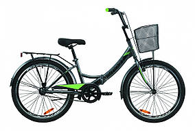 Велосипед 24" Formula SMART з кошиком 2020 (сіро-зелений з чорним (м))