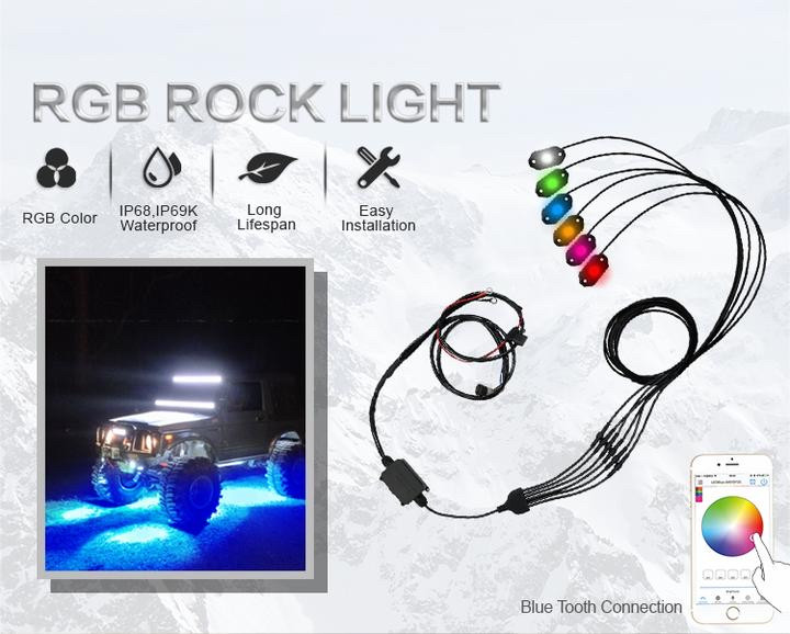 AURORA Rock Light RGB-D6 - Точкові світлодіодні вогні IP69K