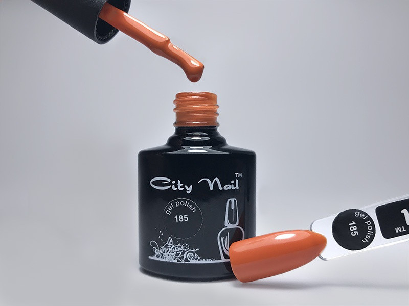 Оранжевий гель лак City Nail 185 ( морквяний, червоно-цегляний яскравий гель-лак ) 10мл, фото 1