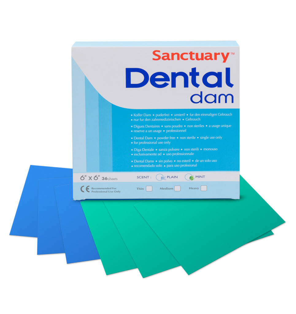 Коффердам 152 х 152 мм - 36 шт, Dental Dam латексний, зелений з ароматом м'яти
