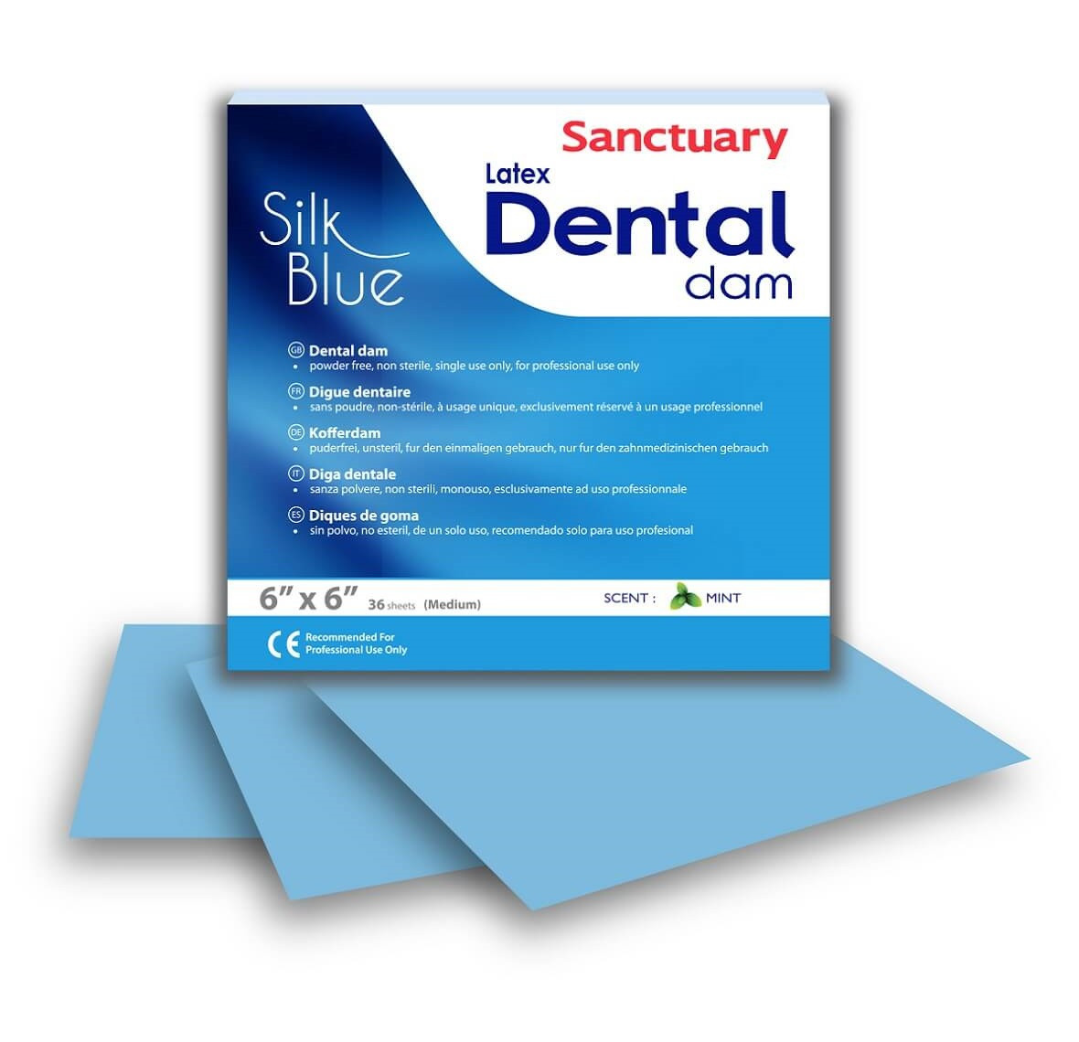 Коффердам 152 х 152 мм - 36 шт, Dental Dam латексний, блакитний