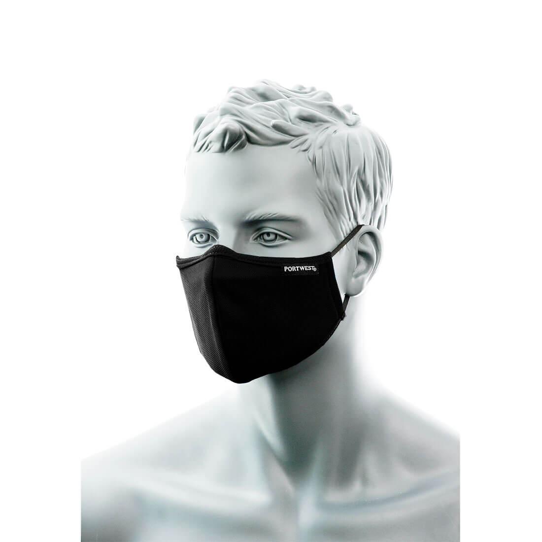 Защитная 2-слойная антимикробная тканевая маска для лица с переносицей (Pk25) Portwest CV34, Черный - фото 1 - id-p1325435421