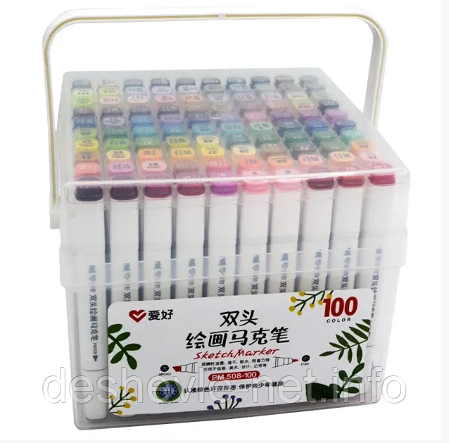 Фломастери Aihao sketchmarker  PM508-100 кольорові в пластиковій колбі