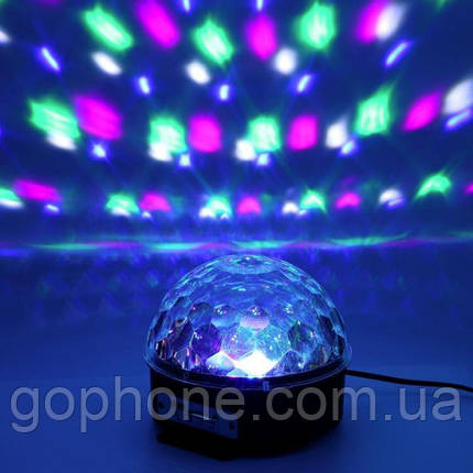 Диско куля світломузика з Bluetooth і MP3 Magic Ball (флешка + пульт в подарунок), фото 2