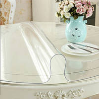 Круглая скатерть мягкое стекло Soft Glass Покрытие на круглый стол Диаметр - 1.1м (толщина 0.5 мм) Прозрачная