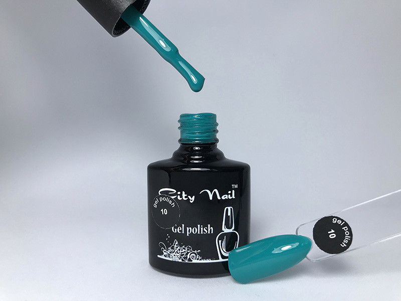 Гель-лак CityNail 10 бірюзовий, зелений 10мл, фото 1