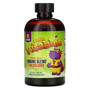 Vitables, Дитяча рідка добавка для зміцнення імунітету, без спирту, апельсиновий смак, 120 мл
