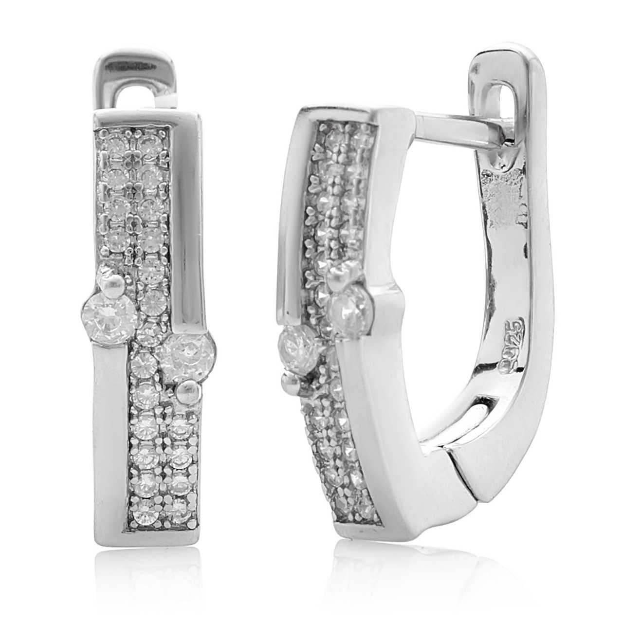 Сережки срібні жіночі 925 проби з цирконієм, сережки зі справжнього срібла для дівчини, фото 1