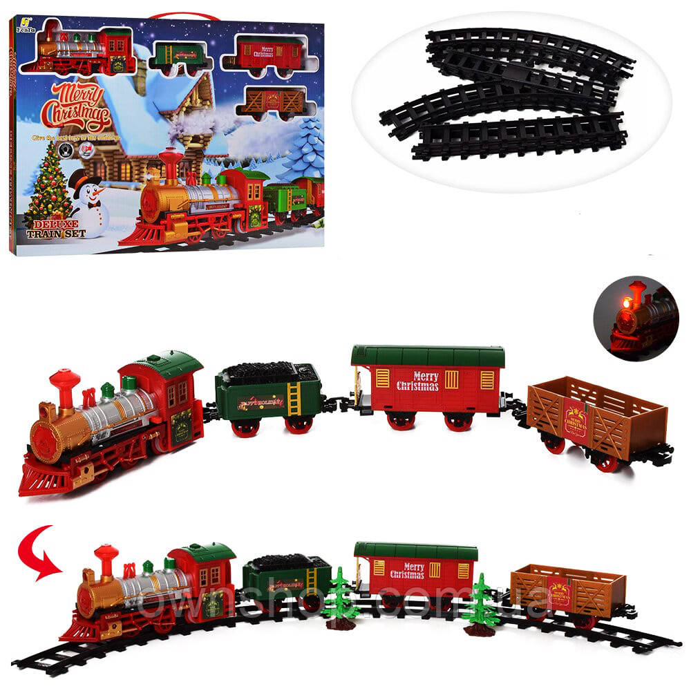 Дитячий новорічний подарунковий набір паровозик з вагончиками, 13 предметів, фото 1