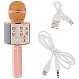 Безпровідний мікрофон караоке з вбудованою колонкою Karaoke DM WS858 ЗОЛОТО GOLD (USB/Bluetooth), фото 8