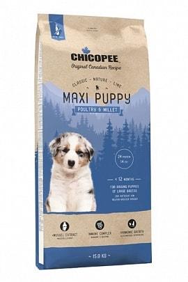 Сухий корм для цуценят великих порід Chicopee (Чікопі) CNL Maxi Puppy з птицею та просом 15 кг
