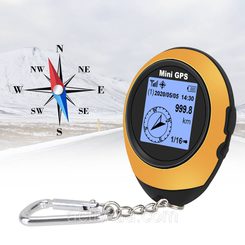 Міні GPS повертач логер Leepee PG-05S у вигляді брелка, пам'ять на 16 шляхових точок, компас, помаранчевий