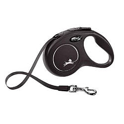 Повідець-рулетка Flexi (Флексі) Classic S стрічка для собак дрібних порід 5 м до 15 кг чорний