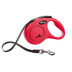 Повідець-рулетка Flexi (Флексі) Classic S стрічка для собак дрібних порід 5 м до 15 кг червоний