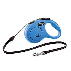 Повідець-рулетка Flexi (Флексі) Classic S трос для собак дрібних порід 5 м до 12 кг синій