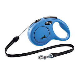 Повідець-рулетка Flexi (Флексі) Classic S Long cord трос для собак дрібних порід 8 м до 12 кг синій