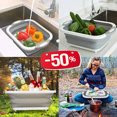 Багатофункціональна гнучка кухонна дошка трансформер для кухні та туризму