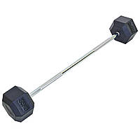 Штанга прямая цельная 35 кг обрезиненная Rubber Hexagon Barbell Record TA-6230-35