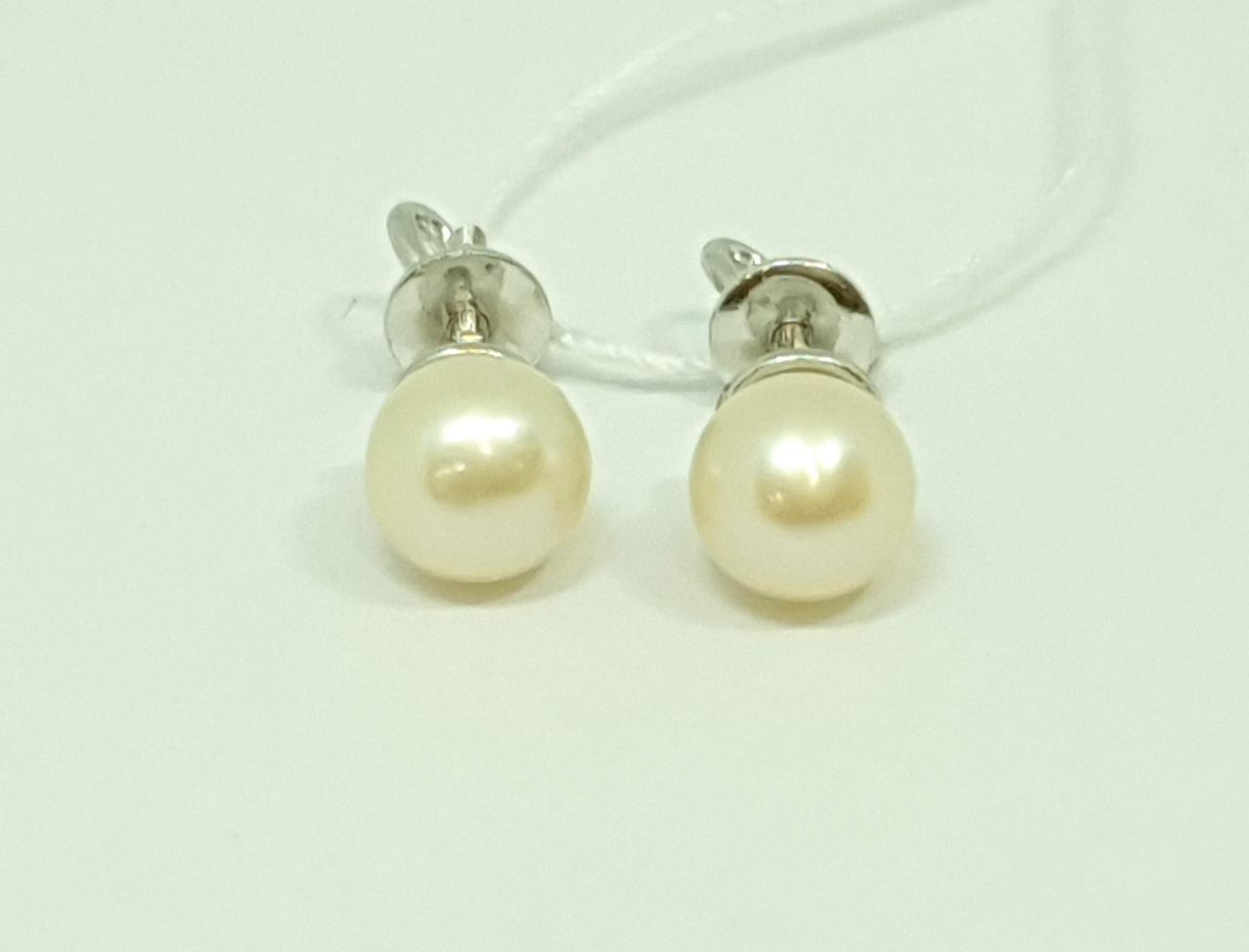 Золоті сережки-пуссети з перлами.   211088_б